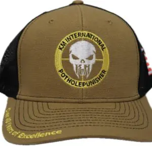 Pothole Punisher Trucker Hat - Coyote Brown & Black Mesh Snapback