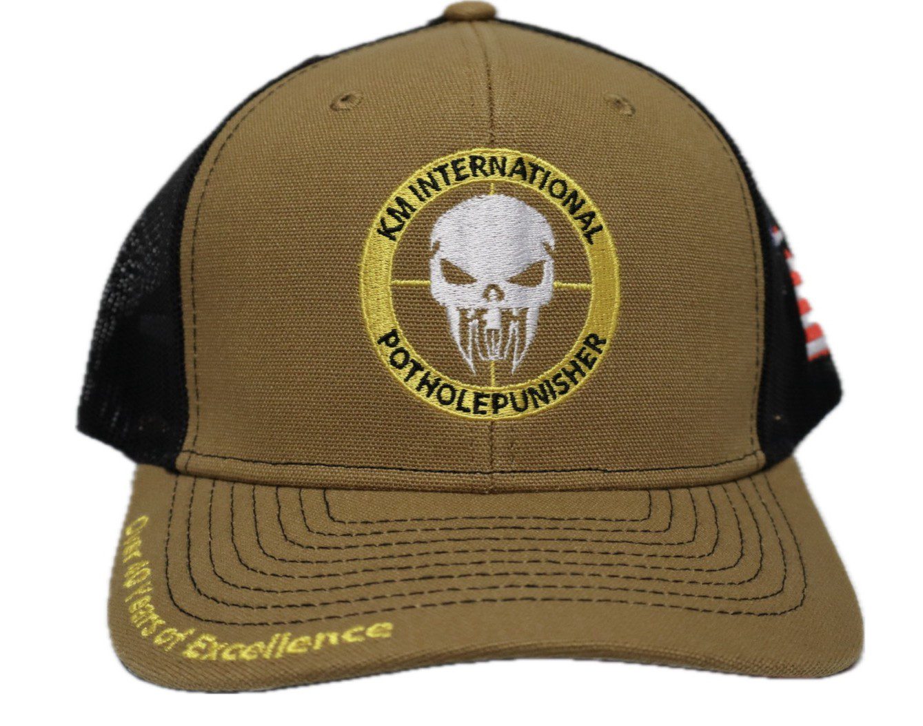 Pothole Punisher Trucker Hat – Coyote Brown & Black Mesh Snapback